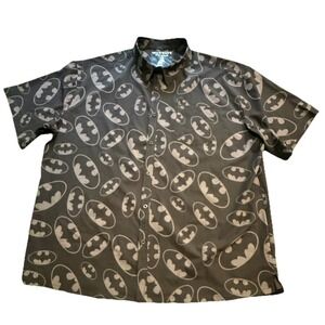 Warrior Camo Bat Camo Button Up Shirt Mens Size 3XL Short Sleeve Batman Stretch